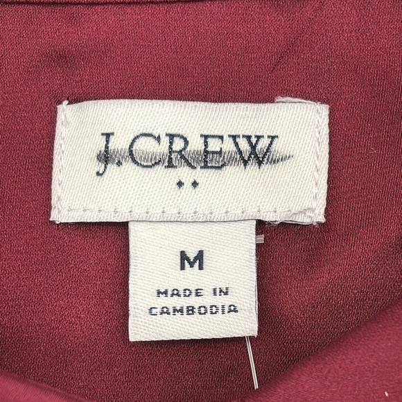J Crew Factory Drapey satin button-up top in Vintage Burgundy size M NWT BV927 - Picture 7 of 12